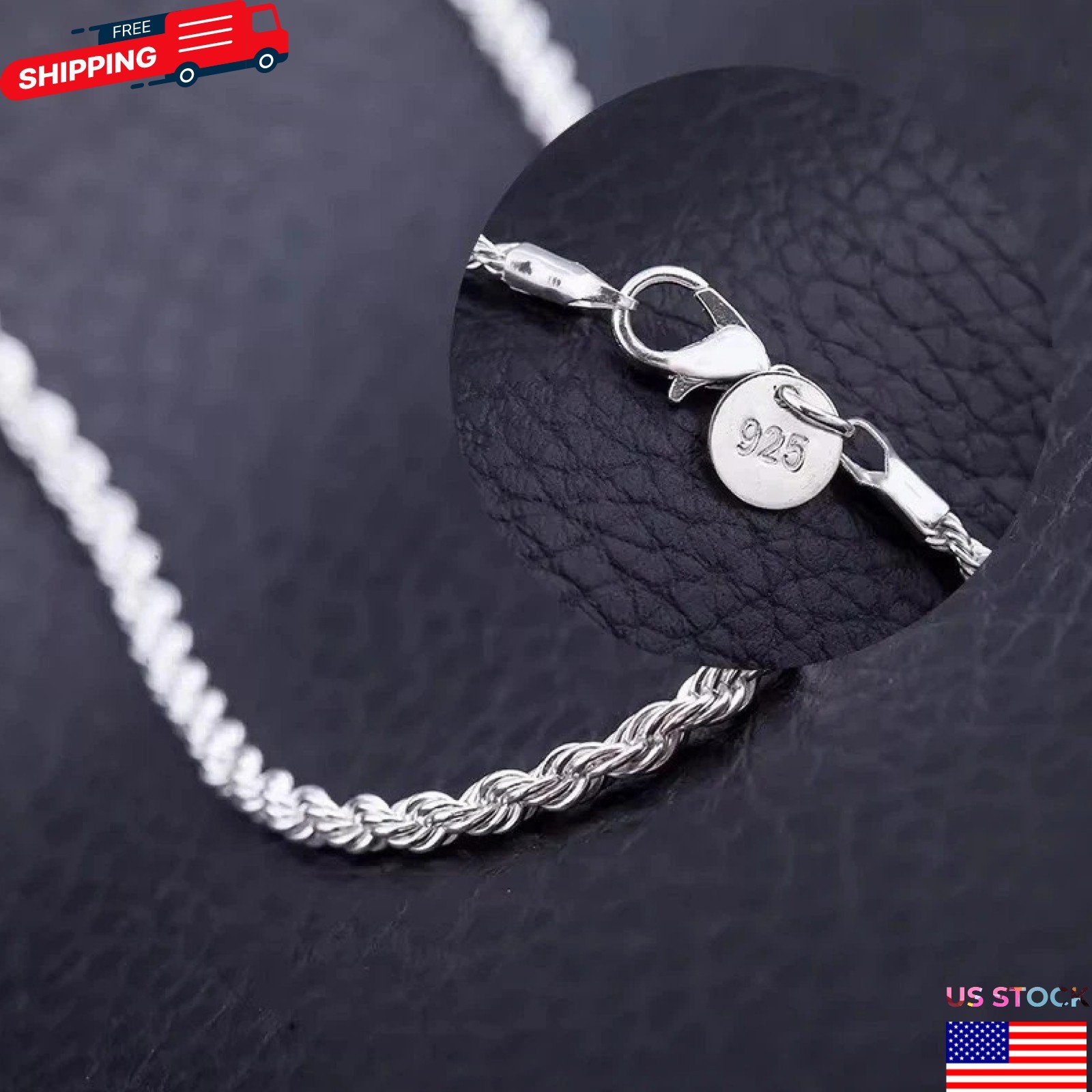 925 Sterling Silver Italian Rope Chain Men’s Necklace 4mm – NEW**