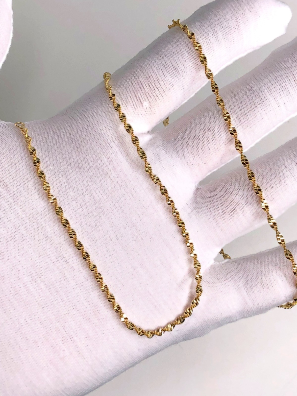 Italian 1/200 14K Yellow Gold Oro Twisted Rope Chain Cadena Men Women mm in