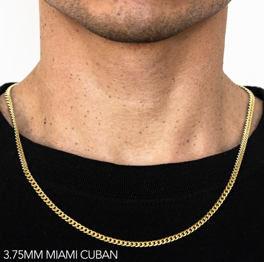 10k Yellow Gold 3mm-9.5mm Miami Cuban Chain Necklace Bracelet Size 7″-30″ Hollow