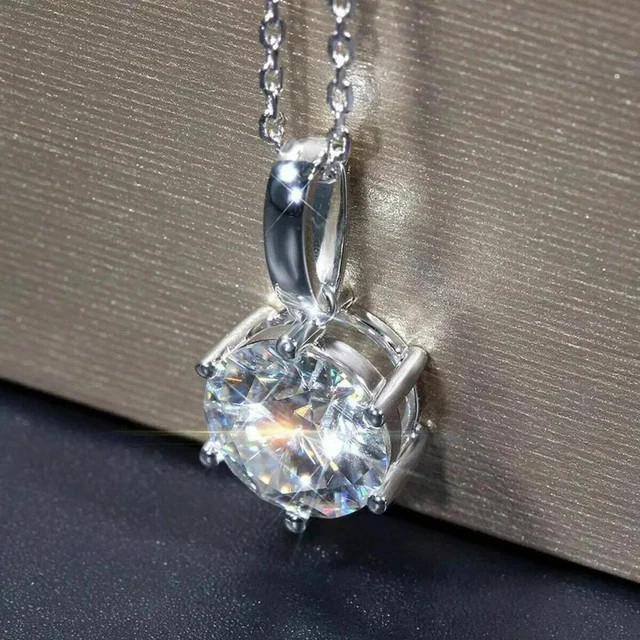 3.00Ct Round Cut Lab Created Diamond Solitaire Pendant In 14k White Gold Plated