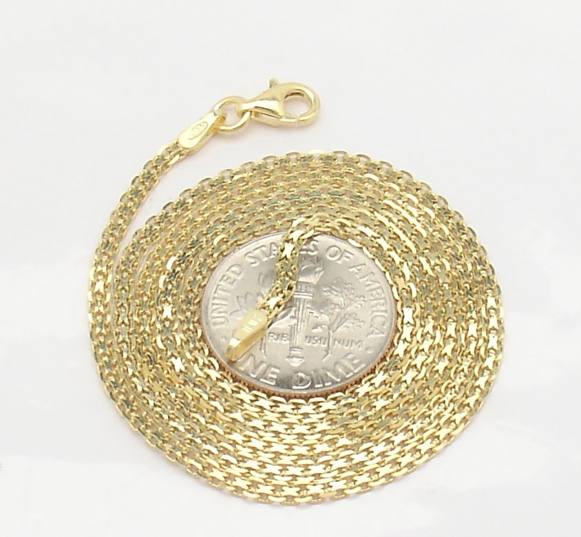 Technibond 2mm Bizmark Bismark Chain Necklace 14K Yellow Gold Plated 925 Silver