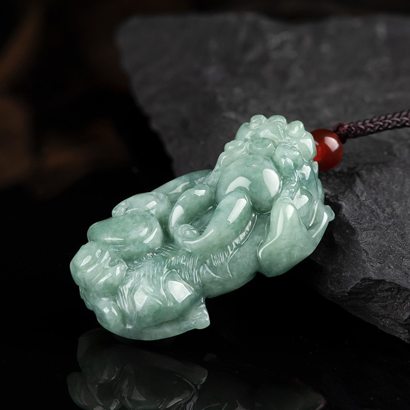 Natural Grade A Jade Jadeite Men Women Wealthy Ruyi Pixiu Pendant