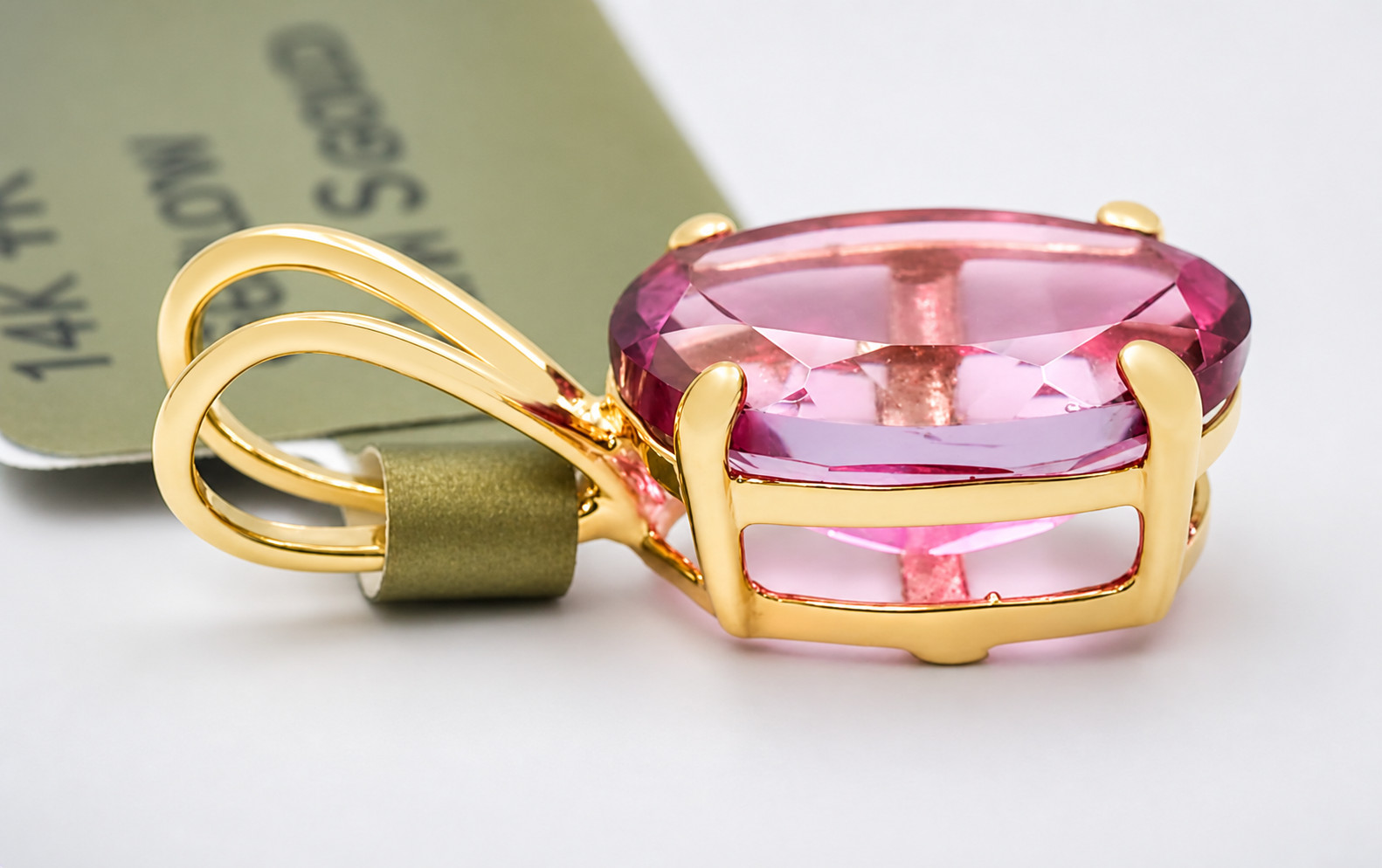 GENUINE 1.65 Cts PINK SAPPHIRE SOLITAIRE PENDANT SOLID 14K YELLOW GOLD – NWT