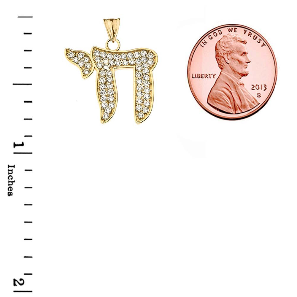 Gold Diamond Chic Chai Pendant Necklace(Available In Yellow/Rose/White)(0.75″)