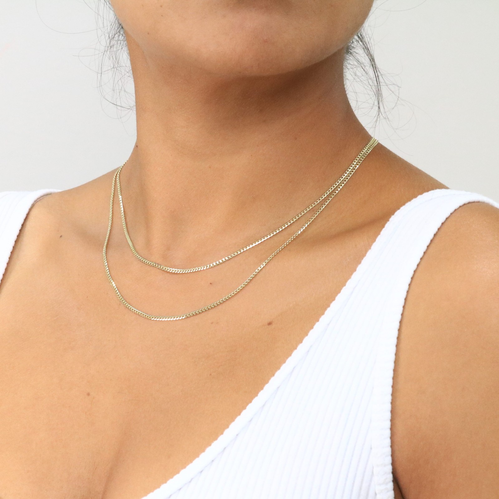14K Yellow Gold 2mm Women Solid Curb Cuban Chain Link Italian Necklace 16″