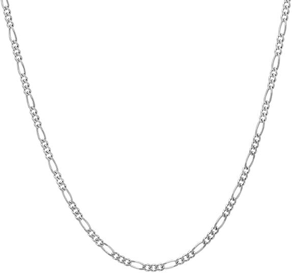 Men & Women 925 Sterling Silver 1.5MM Figaro Chain Necklace Sizes 16″-30″ Italy