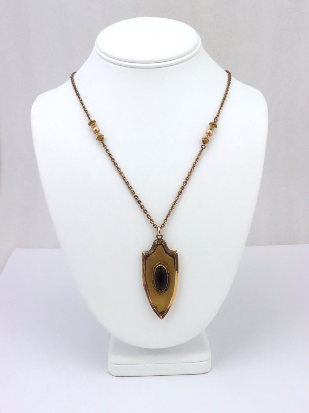 Vintage FLS Victorian Art Deco Paste Shield Locket Pendant Gold Filled 31 Grams