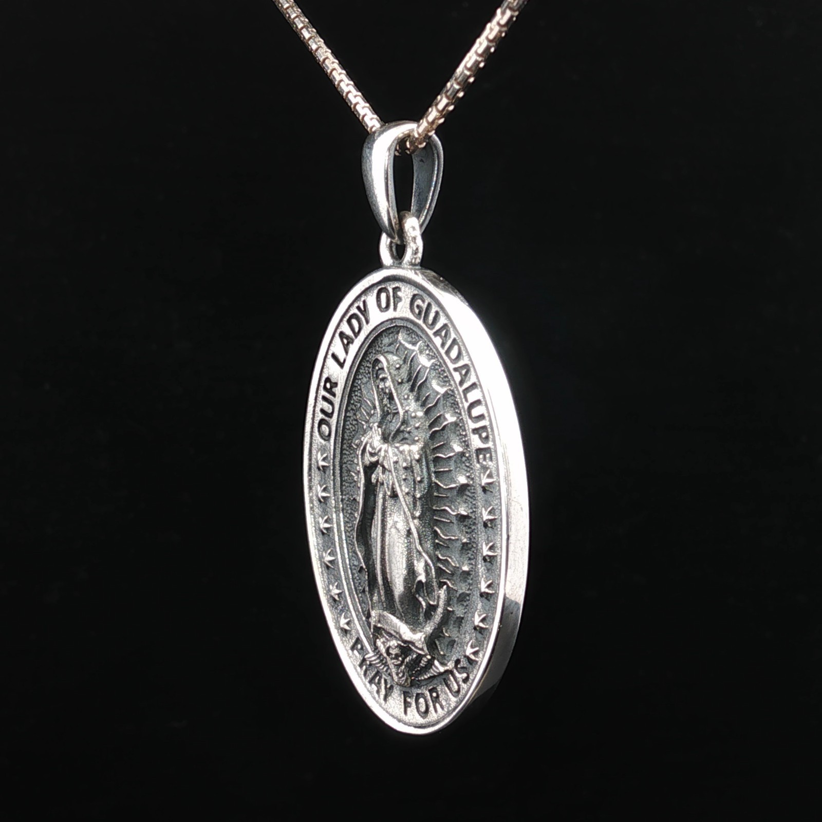 925 Sterling Silver Two-Sided Our Lady of Guadalupe Necklace