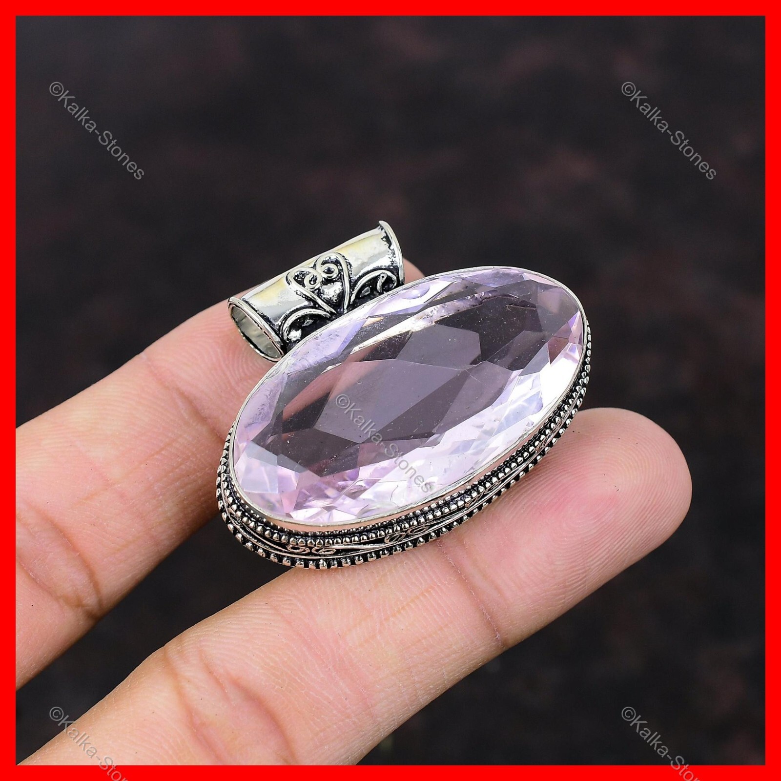 Friendship Day Sale Natural Pink Kunzite 925 Sterling Silver New Vintage Pendant