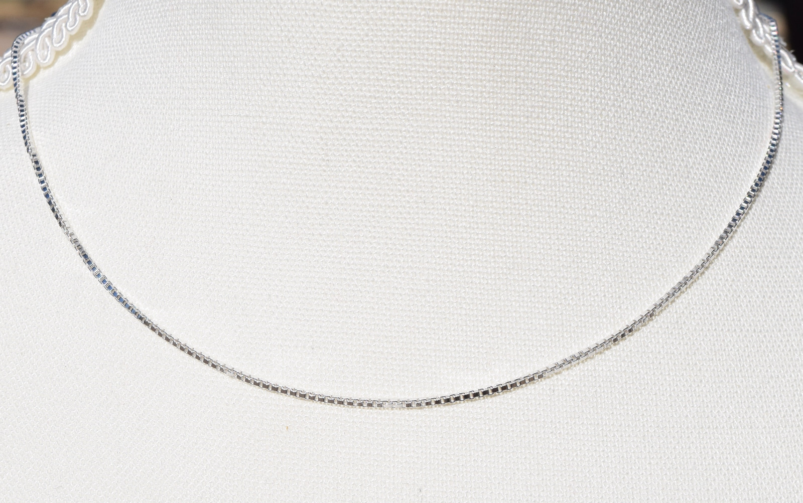 1.4mm Box Chain Italian .925 Sterling Silver Chain 16″ with Lobster Clasp