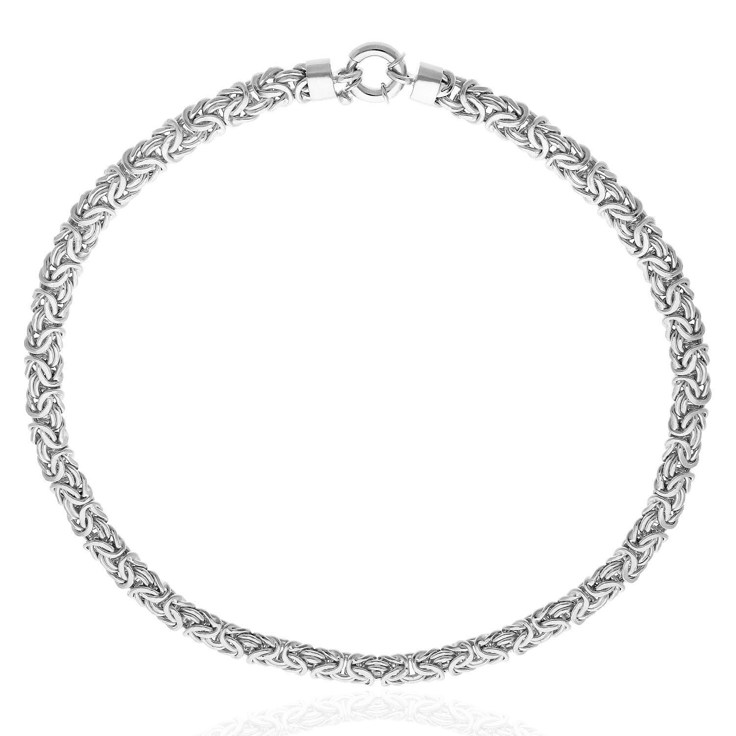 White Or Yellow Gold Tone Over 925 Silver 8mm Byzantine Necklace 17″