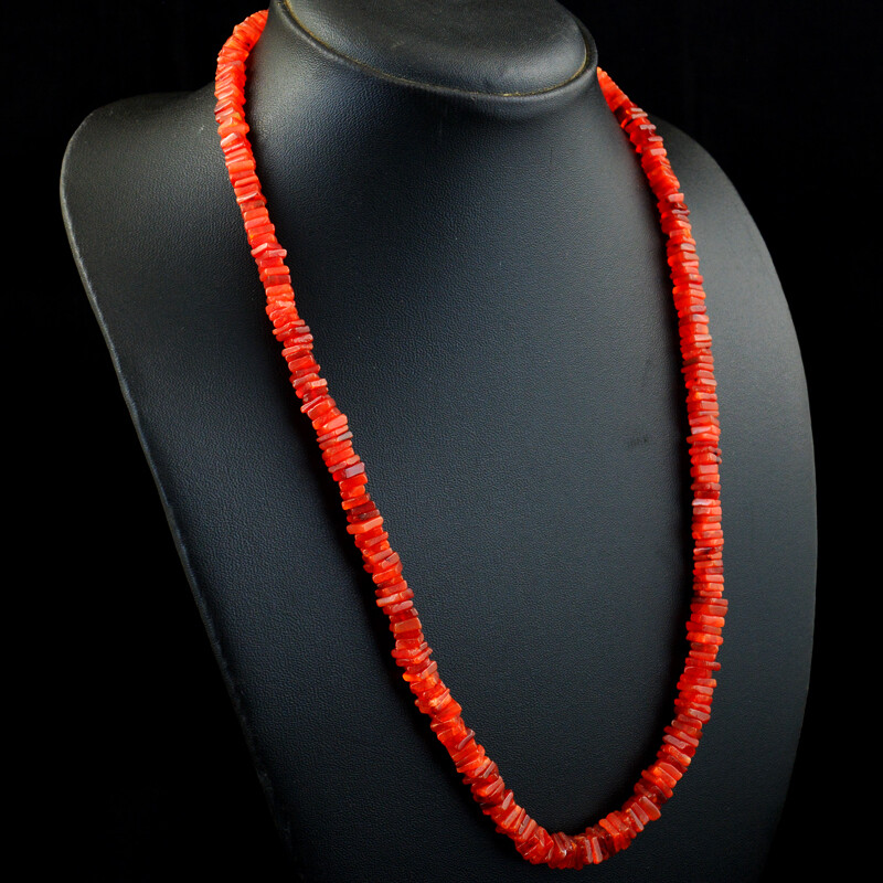 198 Cts Earth Mined Orange Carnelian Heishi Beaded Necklace Jewelry JK 29E279