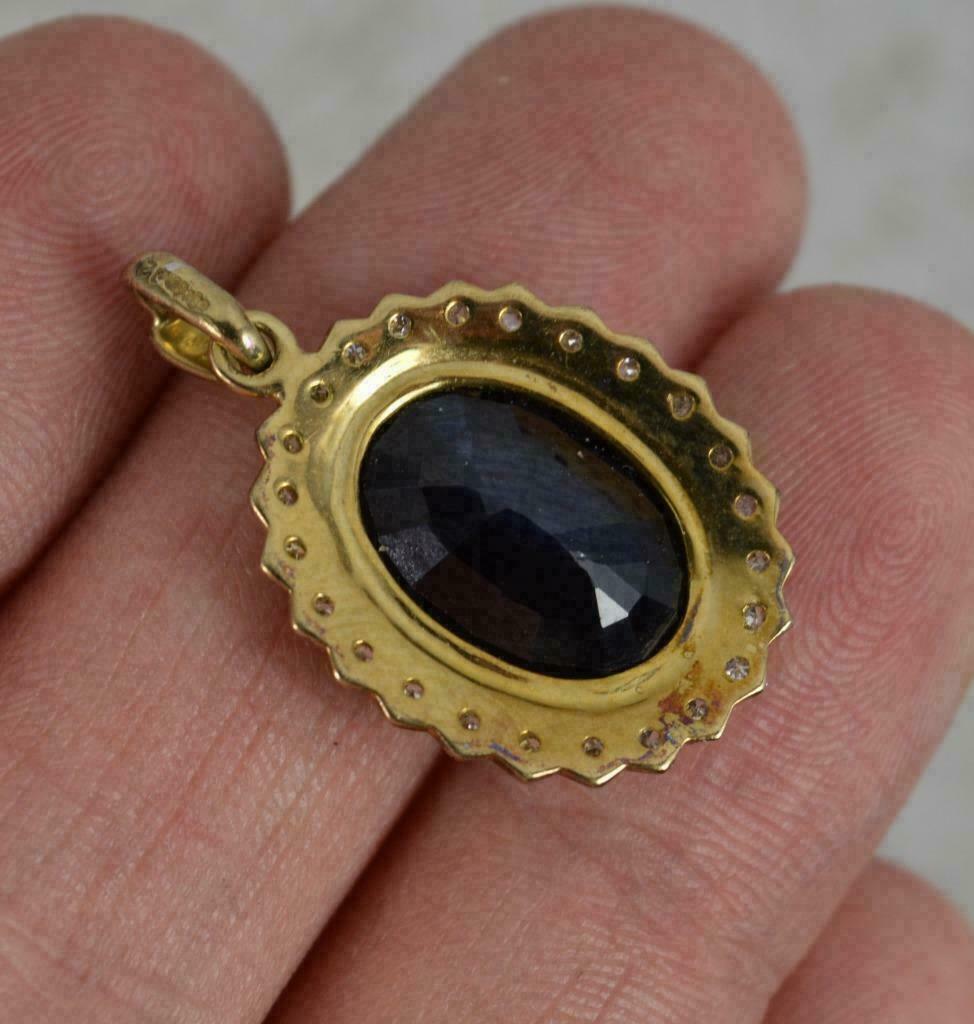 3Ct Oval Cut Sapphire Halo Pendant 14K Two Tone Gold Finish Free Chain