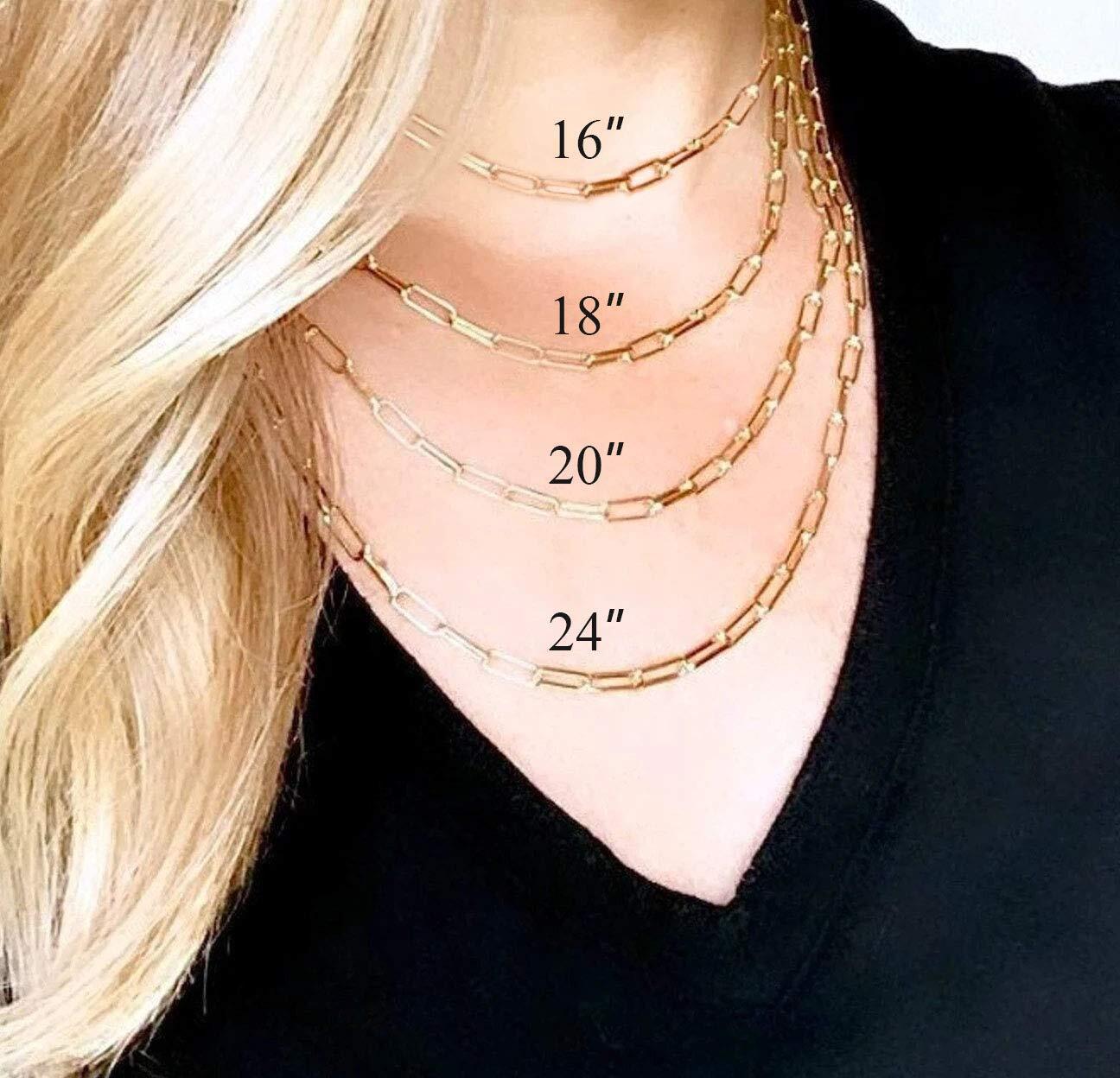 Oval Link Chain Gold Plated Necklace 20 Inches Women’s Layered Paperclip Design