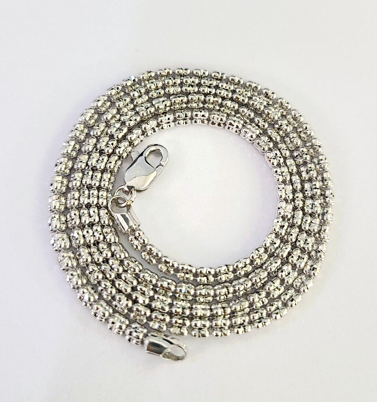 10k White Gold Iced Chain 3.5mm Diamond Cut Necklace 20″ 22″ 24″ 10Kt