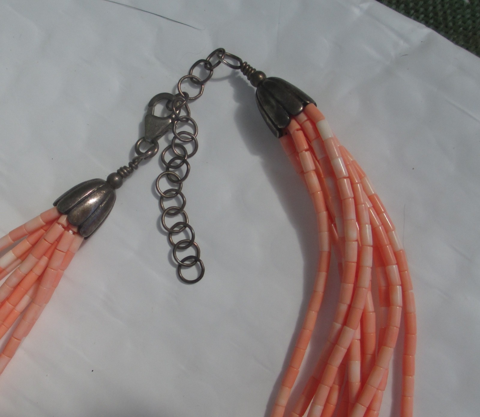 TWO GENUINE ANGEL SKIN CORAL BEADED NECKLACES MULTI-STRING BEADS