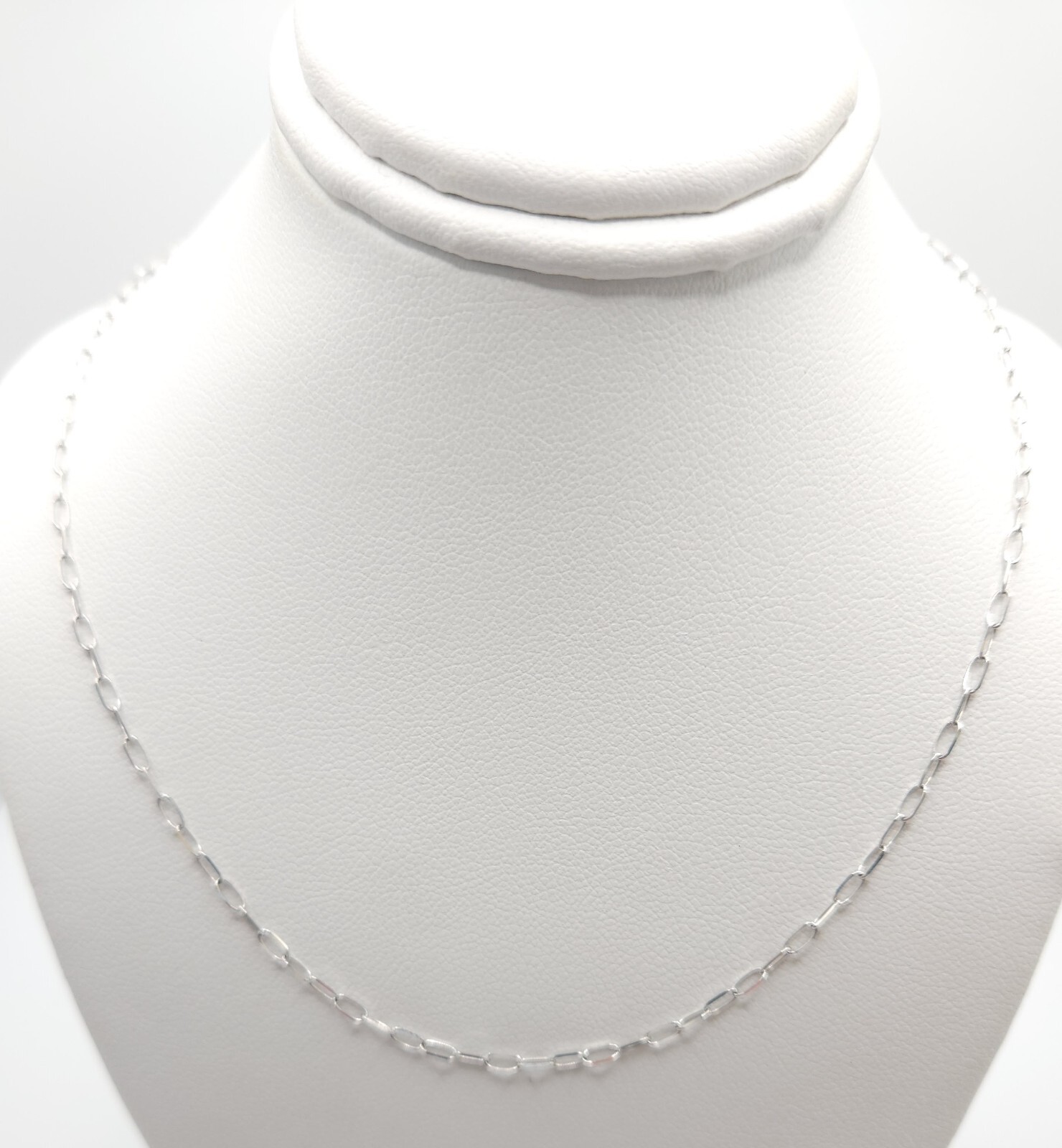 14K White Gold Paper Clip Link Chain 18″- RL55