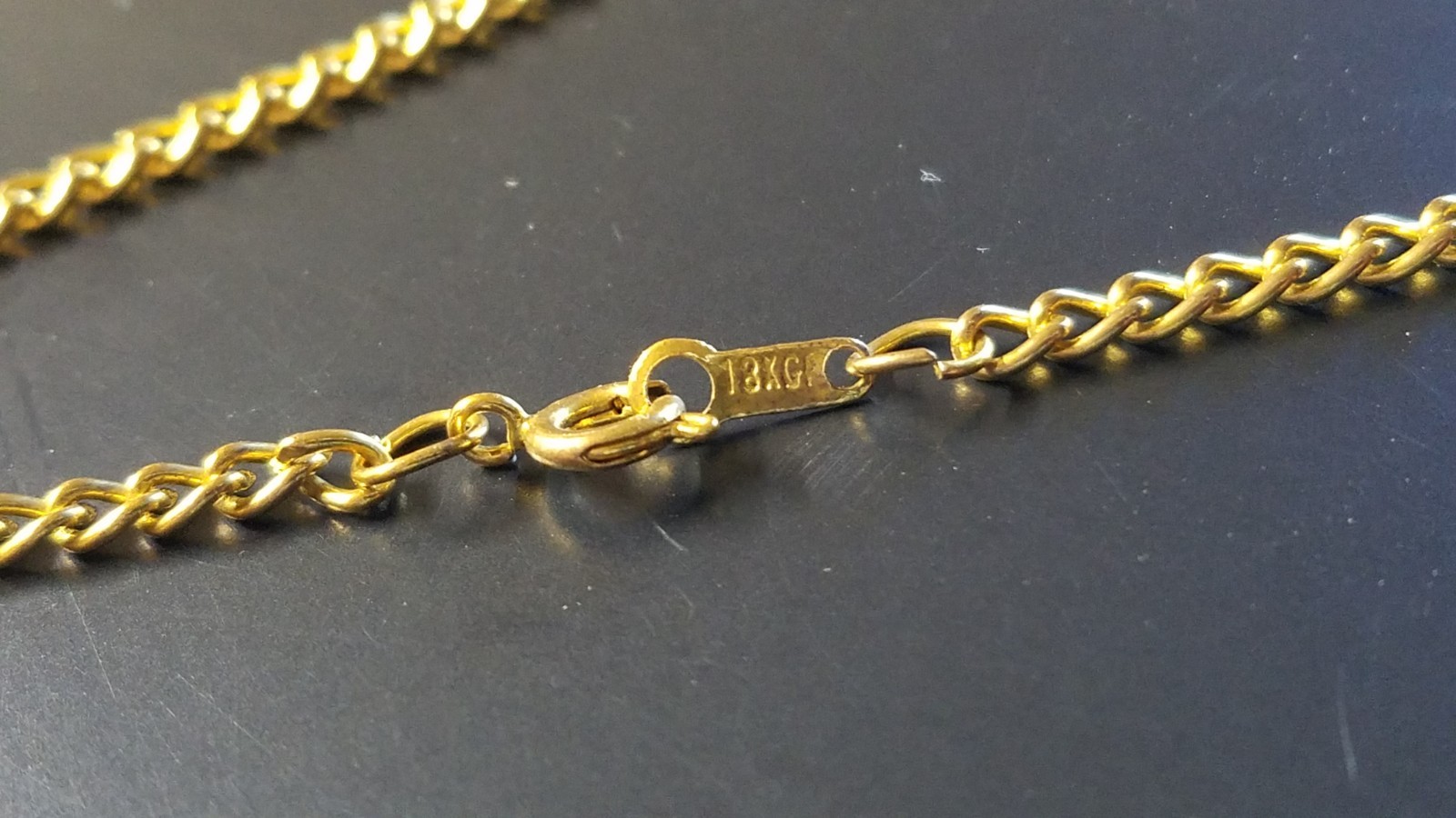 18K GP Cable Chain 18″ Necklace Spring Ring Clasp Gold Plated Jewelry 3389