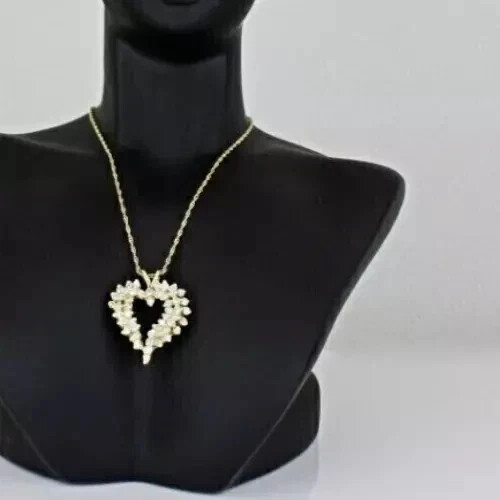 3Ct Round Cut REAL MOISSANITE Heart Pendant Necklace 14k Yellow Gold Plated