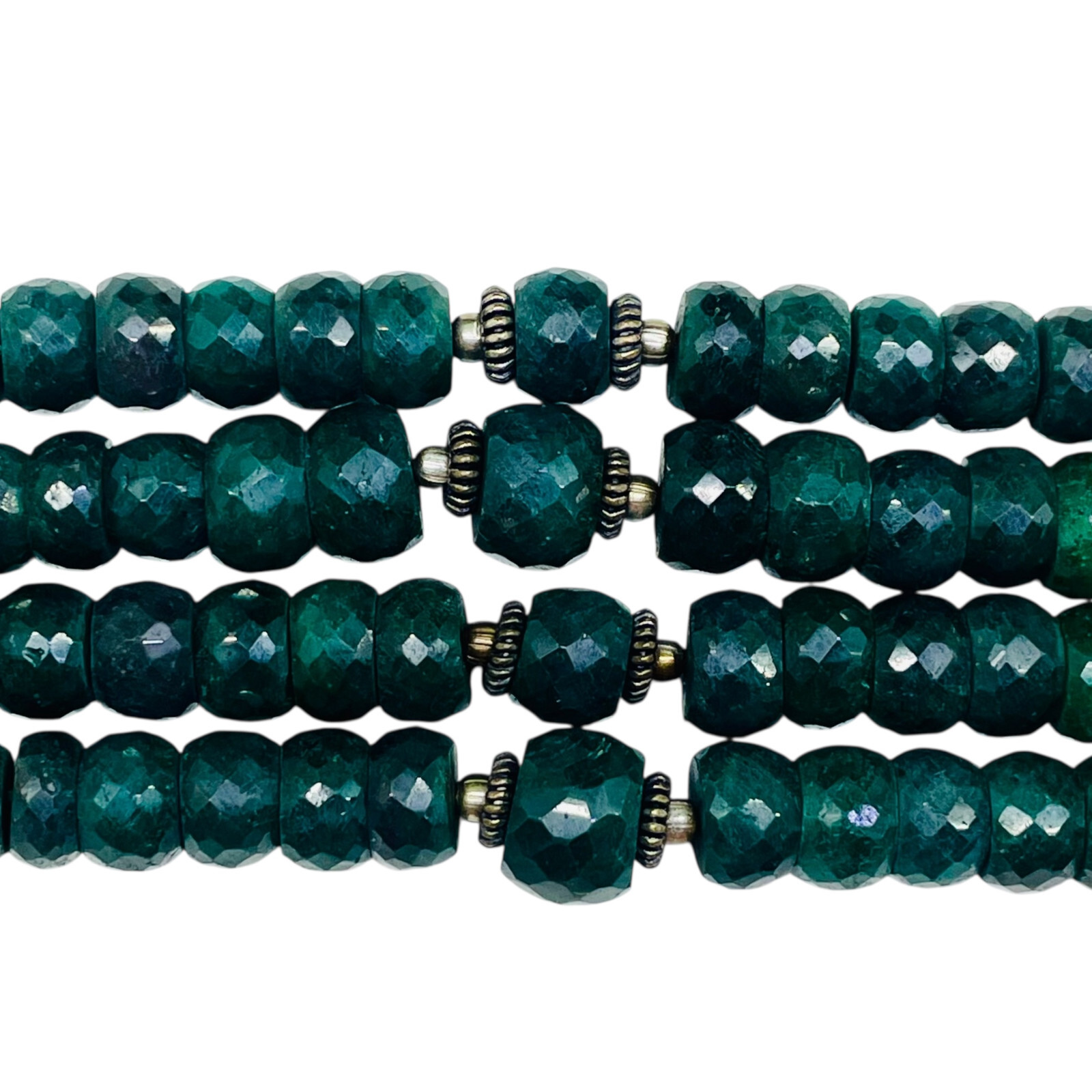 7.5 Inch Natural Green Sapphire Bracelet 9-12mm Big Facetted Beads 925 Clasp