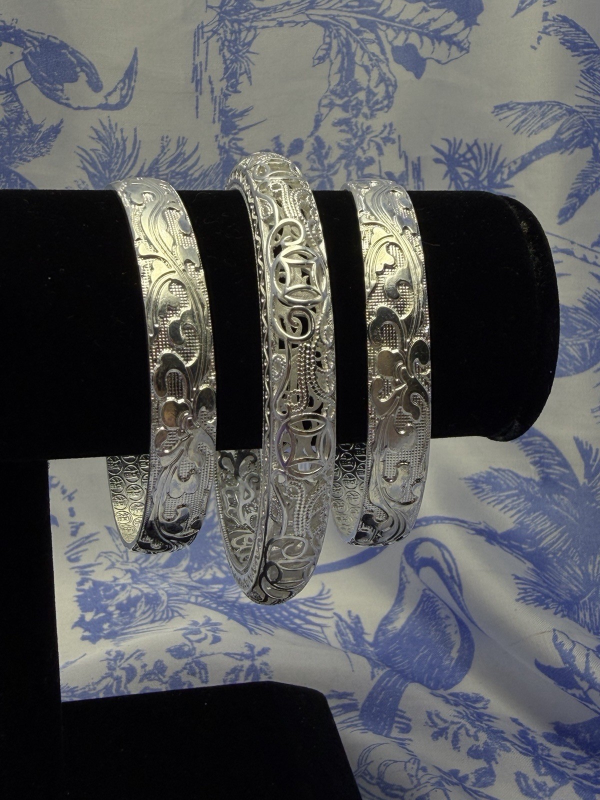 999 Stamped Fine Silver Filigree Bangle/Engraved Cuff Lot Hand bought In Italy