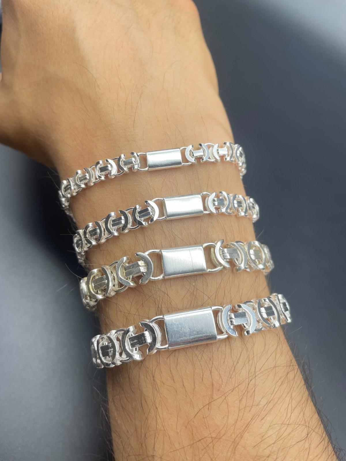 925 Sterling Silver Flat Euro Byzantine Chain Necklace&Bracelet Solid Bali King