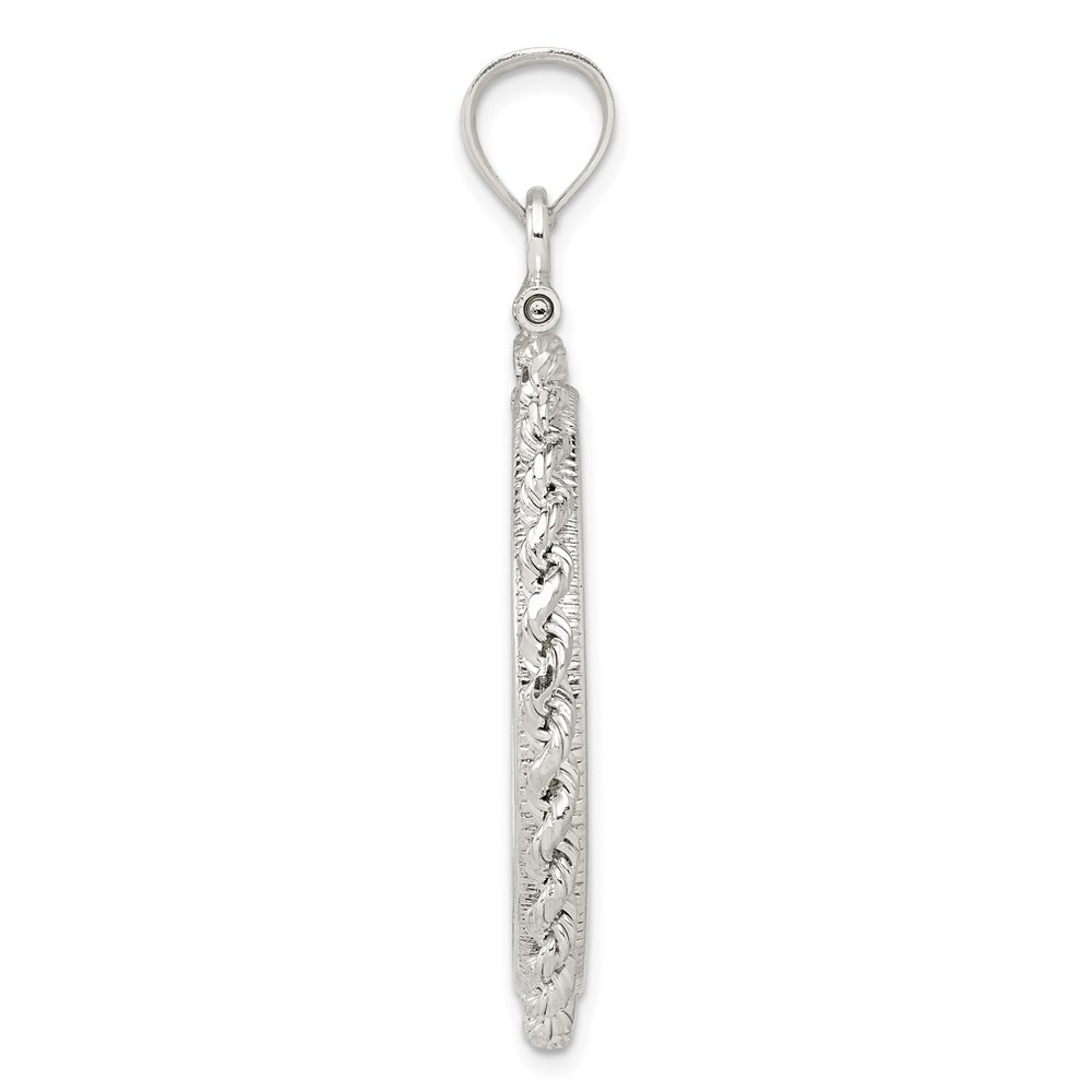Sterling Silver Rope 26.4 x 1.8mm Susan B. Anthony Screw Top Coin Bezel Pendant