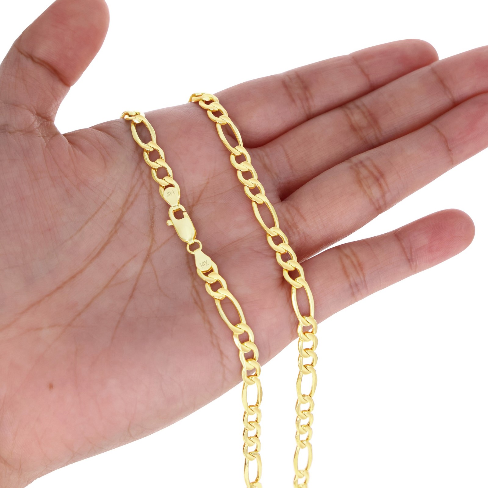 14K Yellow Gold 5.5mm Figaro Chain Link Italian Necklace Mens Womens 16″- 30″