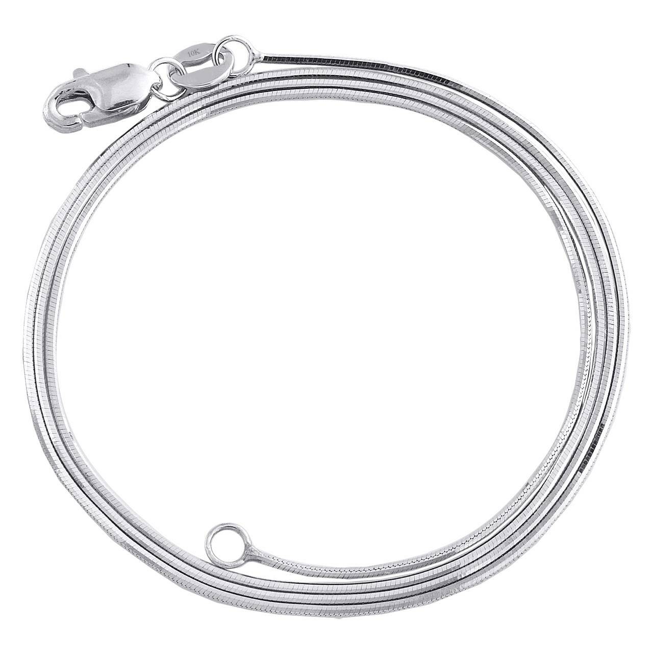 Real 10K White Gold 0.65mm Diamond Cut Round Snake Chain Necklace 24″ 24 Inch