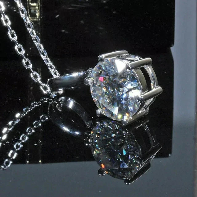 3.00Ct Round Cut Lab Created Diamond Solitaire Pendant In 14k White Gold Plated