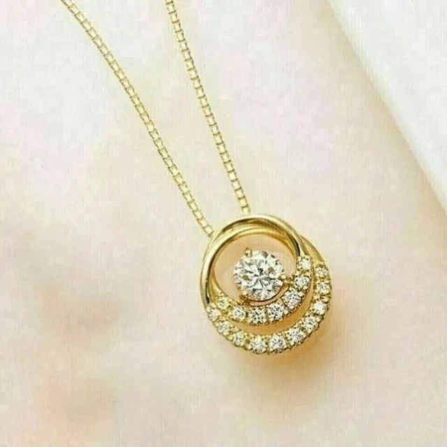 2Ct Round Cut Lab Created Diamond Women’s Wedding Pendant 14K Yellow Gold Plated