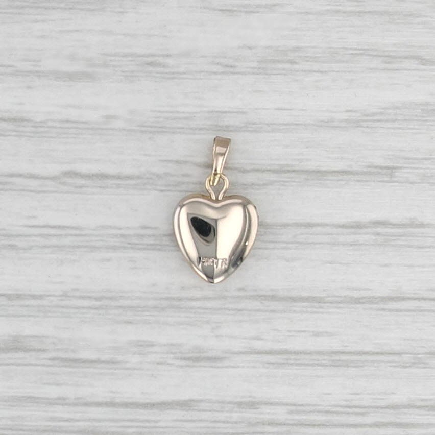 Small Heart Picture Locket Pendant 14k Yellow Gold Opens