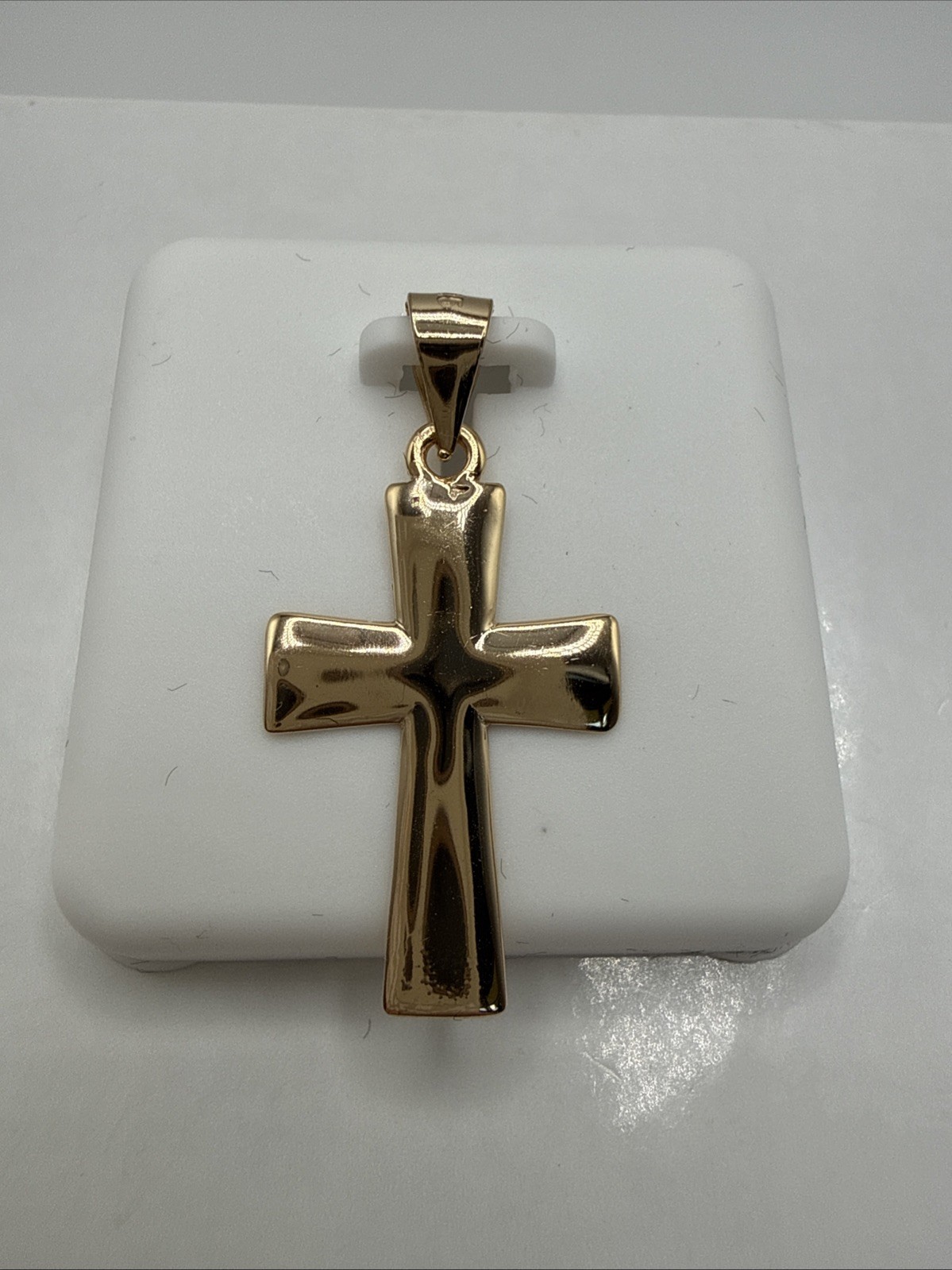 Gold Vermeil Sterling Silver 925 Simple Christian Cross Pendant Signed 925 DM