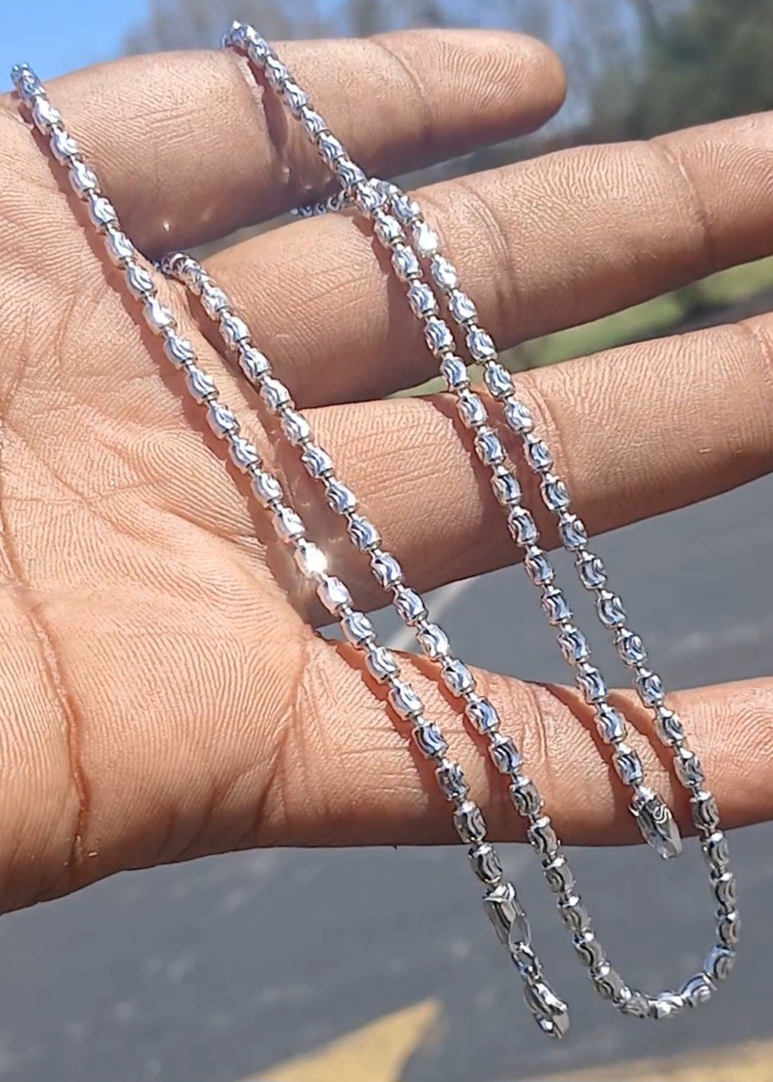 3mm DIAMOND CUT MOON LINK BARREL CHAIN 24″ BRAND NEW 925 ITALY 15.1 grams
