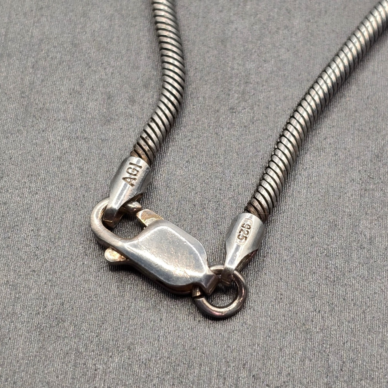 Sterling Silver Snake Chain Necklace 18″ 925 Italy AGI 2mm 11.7g Layering Unisex