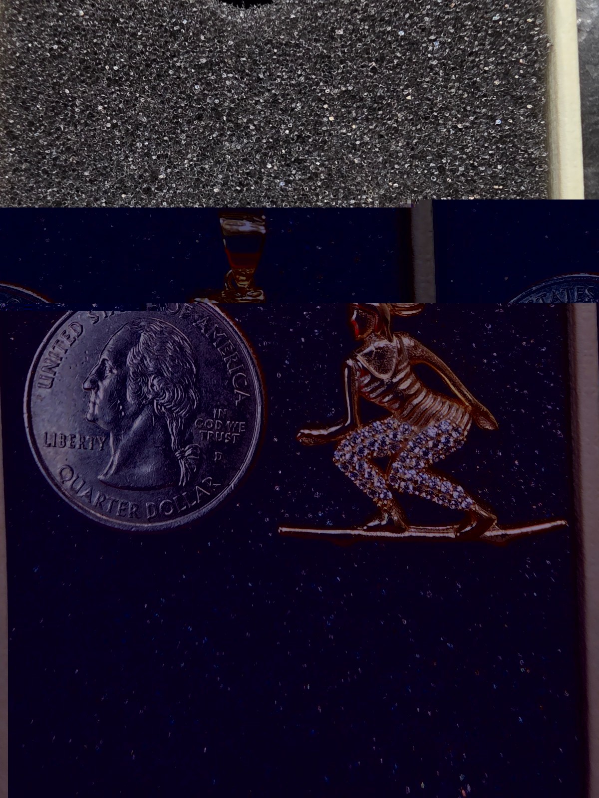 Snowboarder Pendant, Moissanite Stones, 14k Gold Over 925 Sterling Silver