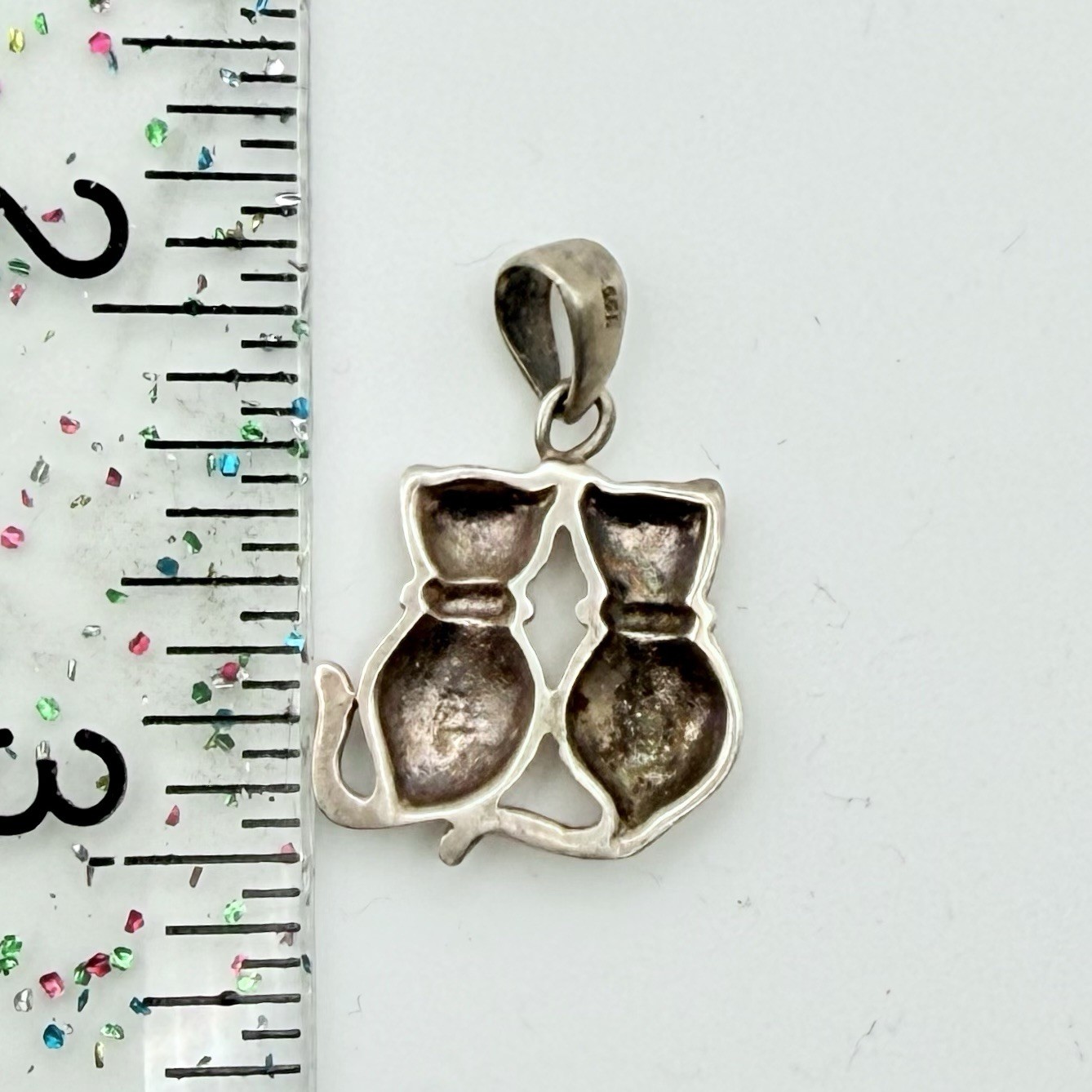 Two Kittens Sterling Silver 925 Cat Lover Pendant Love Friendship Cat Gift 1”