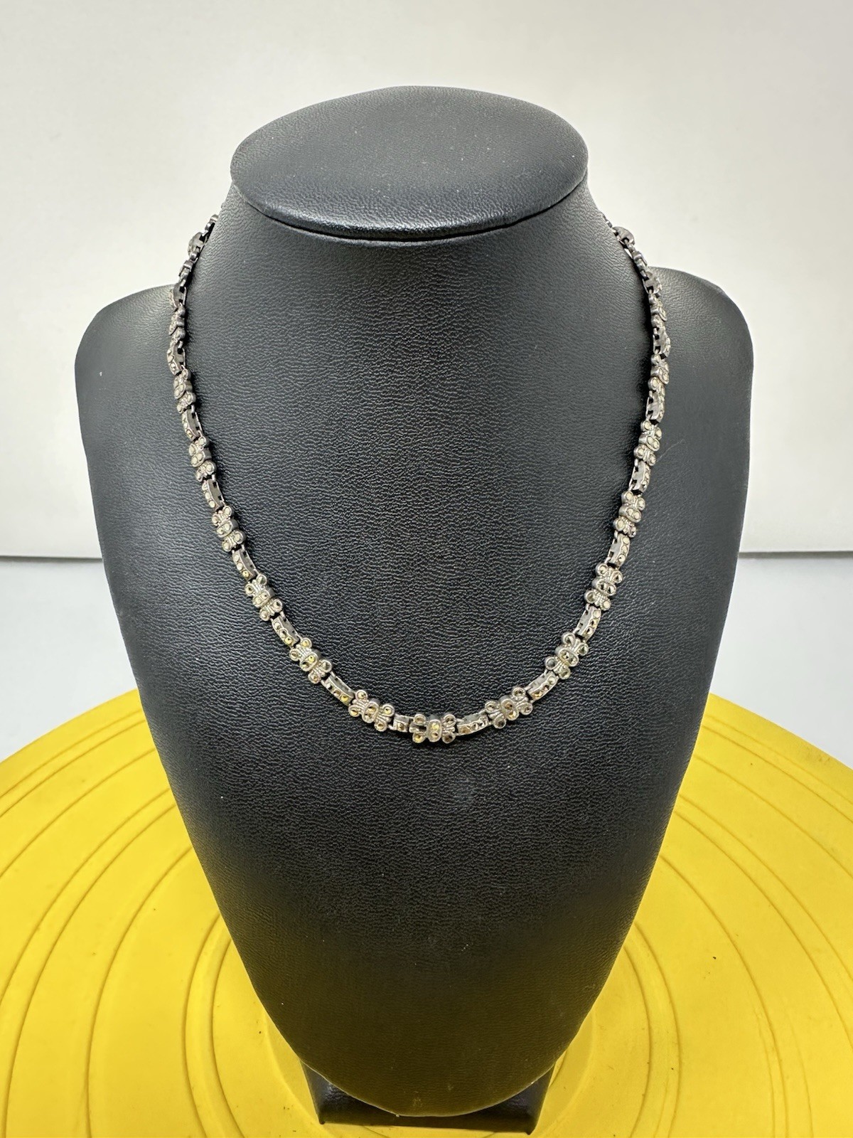 Sterling Silver Marcasite 2 Rose Pendant Choker Necklace Elegant Chic 33g 16 In