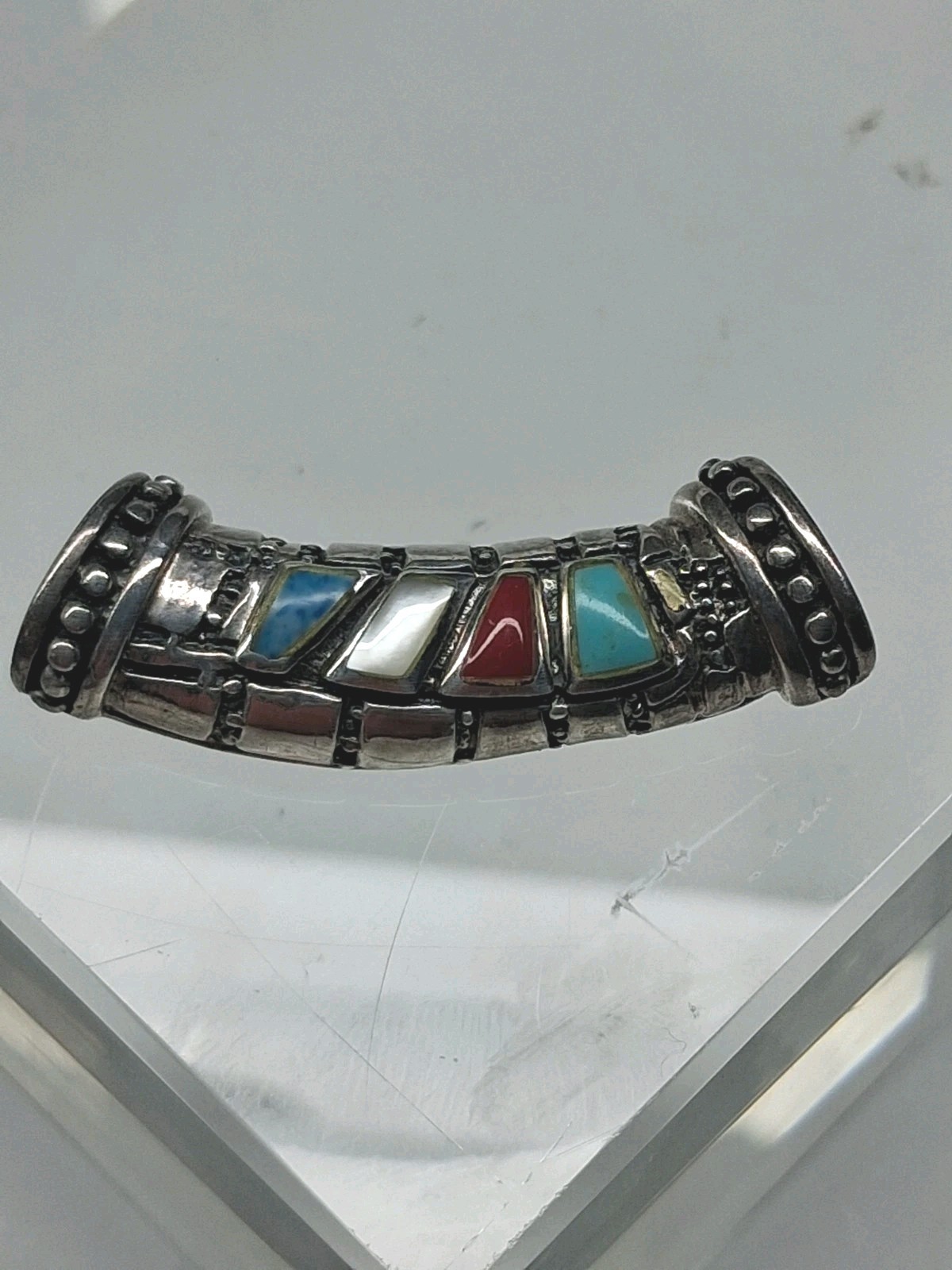 925 Sterling Silver Side Necklace Pendant, Multi Stone Design’ 6.3g