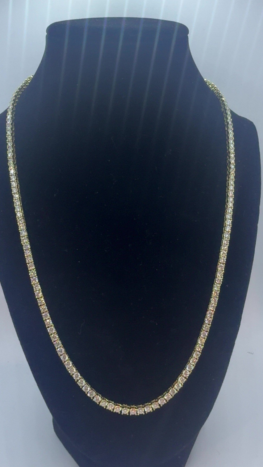 3mm Moissanite Gold Tennis Chain Necklace 14K Yellow Gold Filled