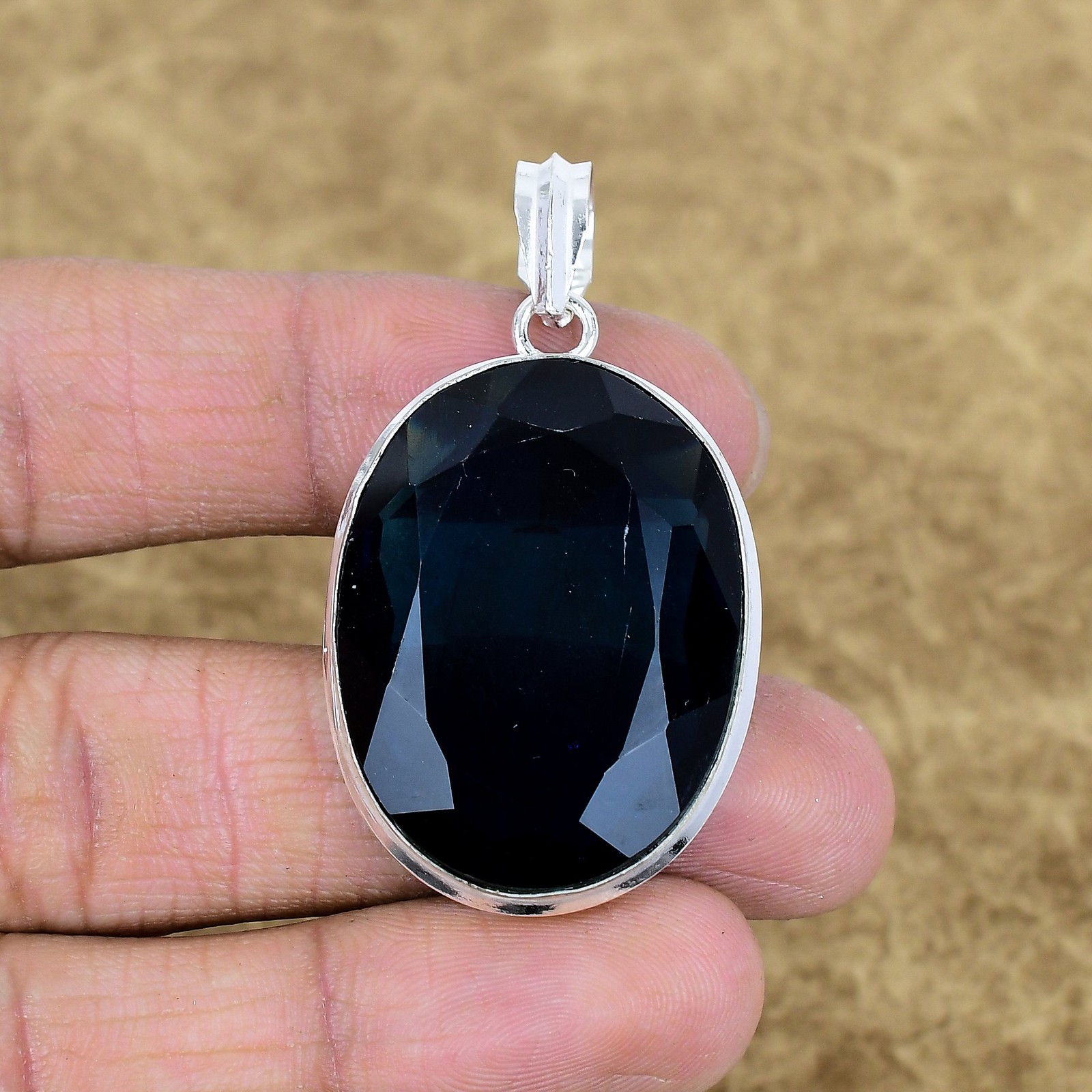 Natural Iolite Gemstone Pendant 925 Sterling Silver Oval Jewelry For Anniversary