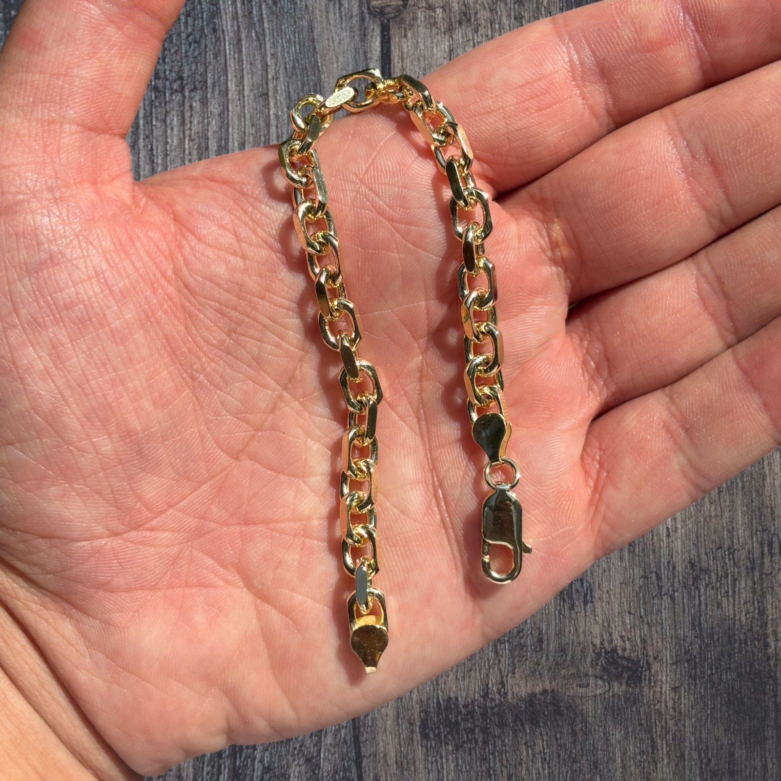 6mm Anchor Cable Bracelet – Real Solid 925 Sterling Silver Or 14k Gold Vermeil
