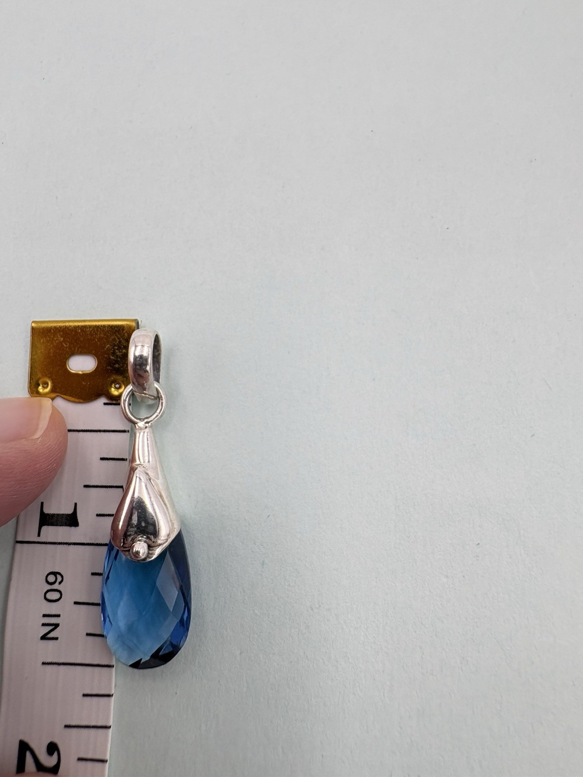 925 Sterling Silver 6CT Genuine Sapphire Gemstone Teardrop Pendant-Pendant Only