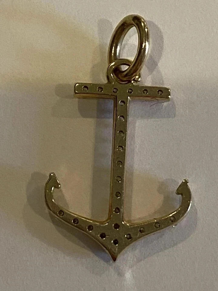 2CT Round Cut Lab Created Diamond Anchor Womens Pendant 14K Yellow Gold Plated