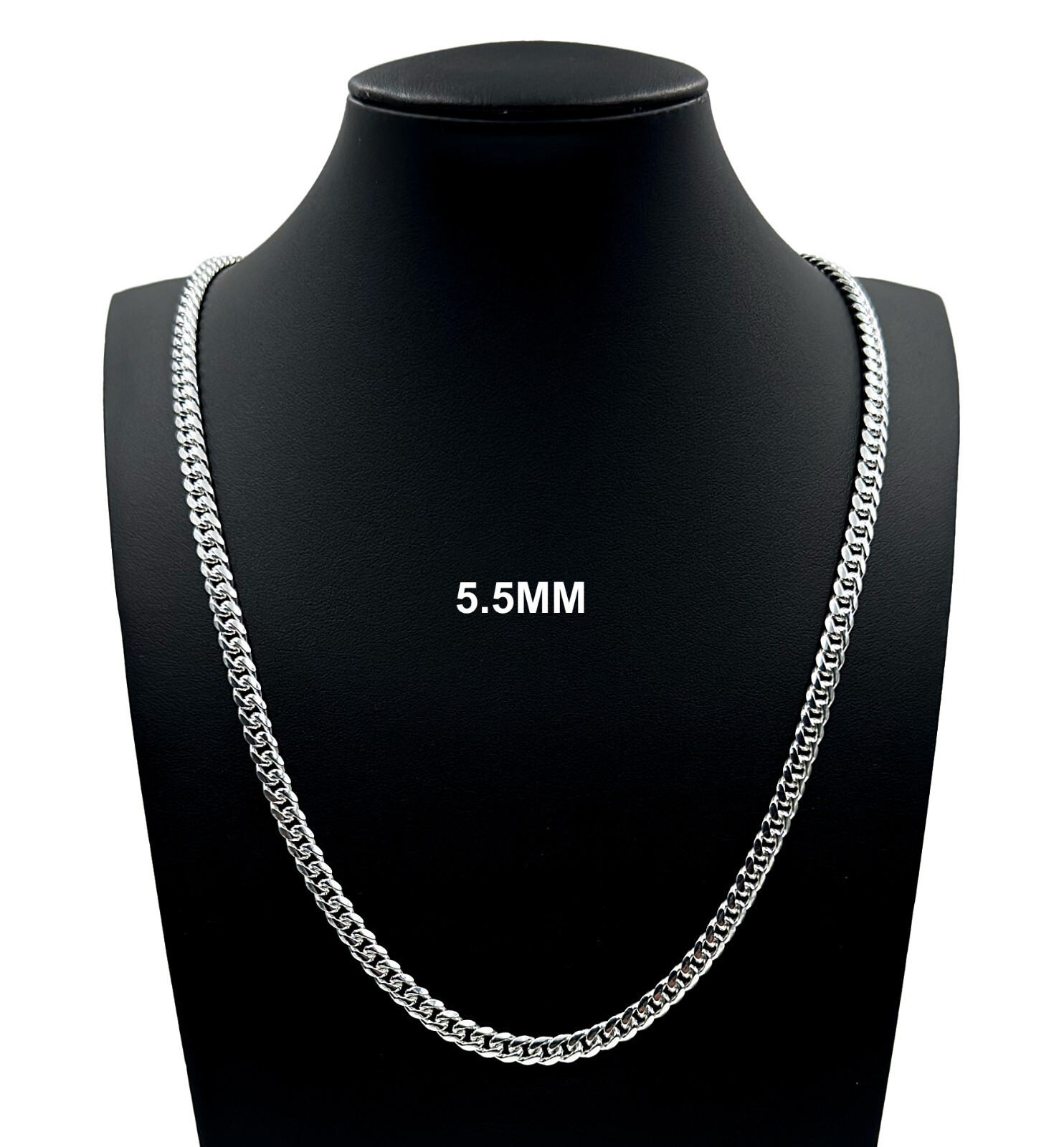 5.5MM Real 925 SOLID Sterling Silver MIAMI CUBAN LINK CHAIN Necklace ITALY