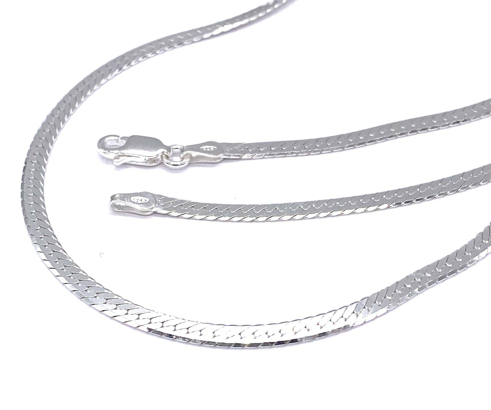 925 Sterling Silver Snake Herringbone Necklace Chain 16″, 18″, 20″ and 22″ Long