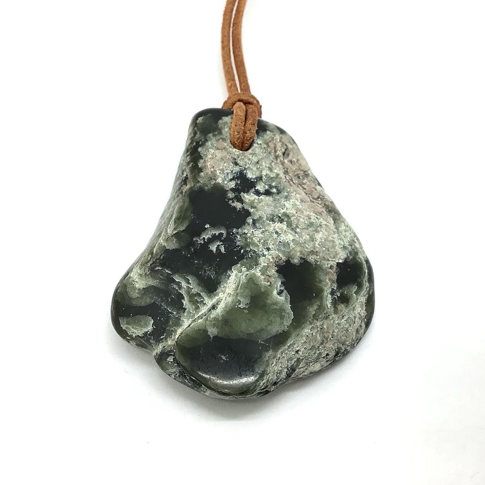 Wyoming Jade Pendant Green Nephrite Jade Pebble Necklace WY Desert Stone #87