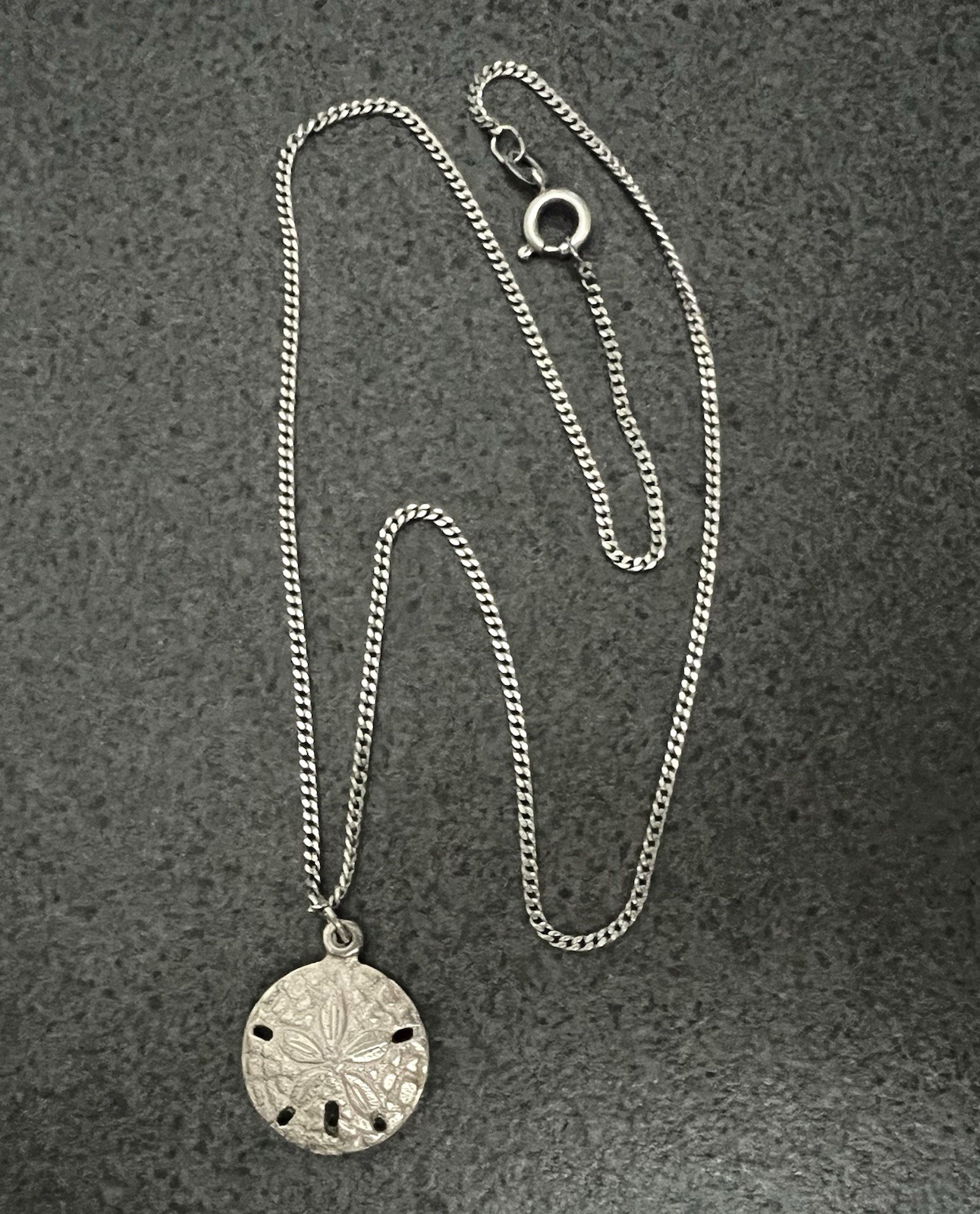 Sterling Silver Sand Dollar Pendant ~ Necklace & 16” Chain is Stamped 835