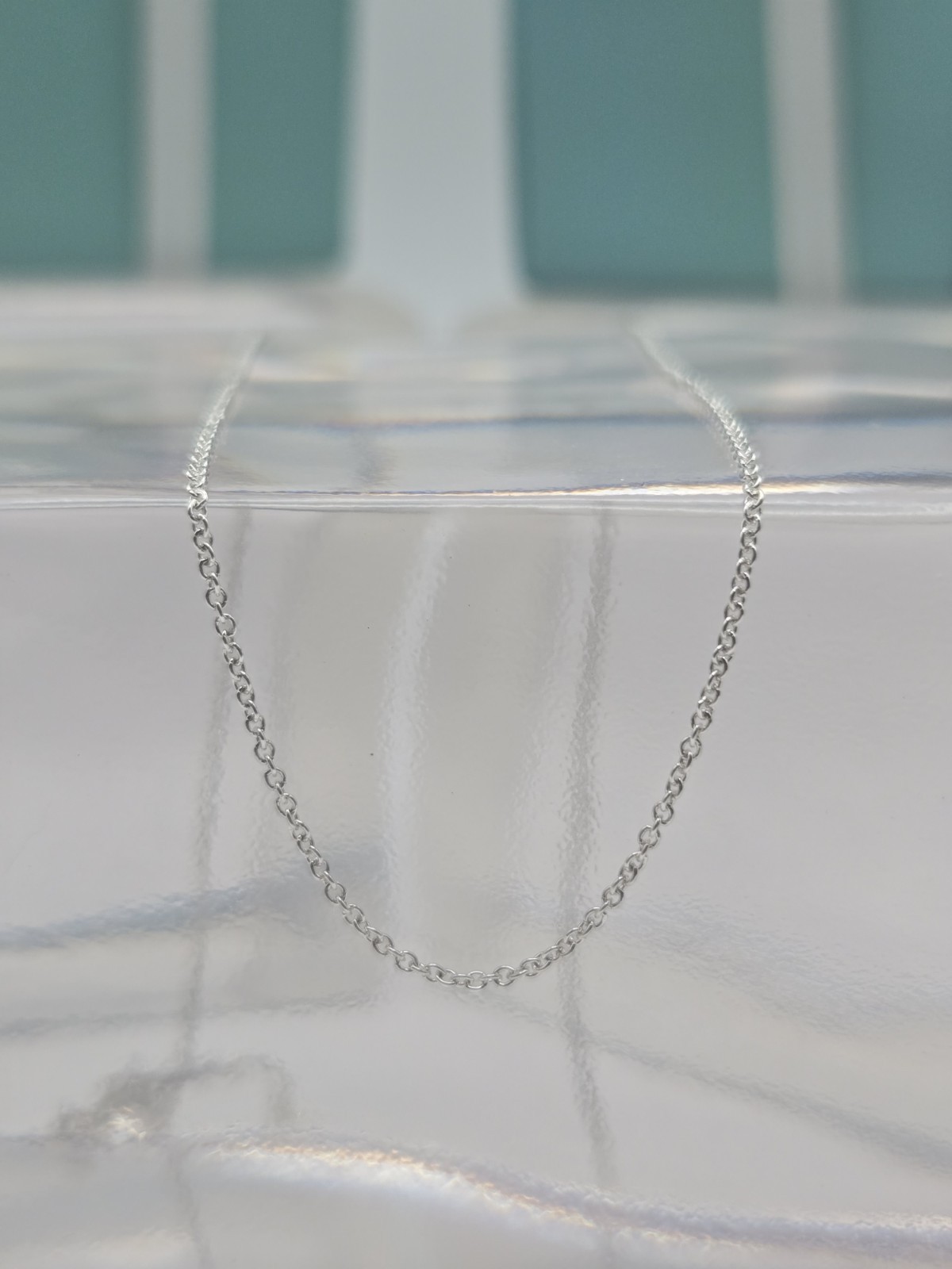 Modern Tiffany & Co. Small Round Link 18″ Chain Necklace Sterling Silver Ag 925