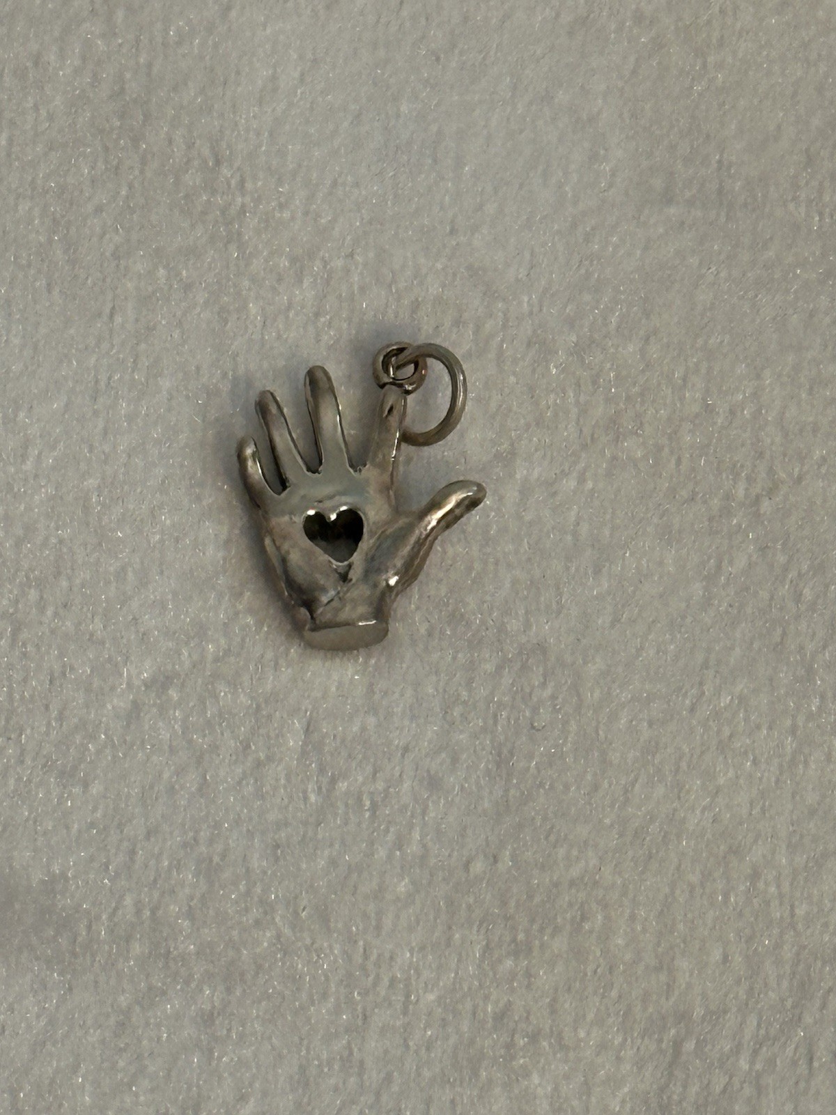 Sterling Silver 925 Hand Charm Pendant, Heart Cutout, No Stone, Silver